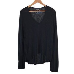 Planet Blue - Blue Life V Neck Bell Sleeve Black Womens Size XS Soft Modal